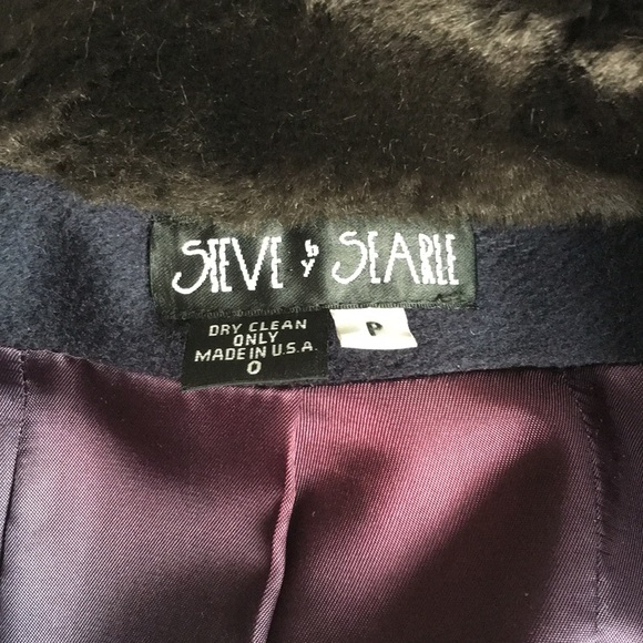 Brown faux fur neck cuff long wool coat 0 P - Picture 6 of 8